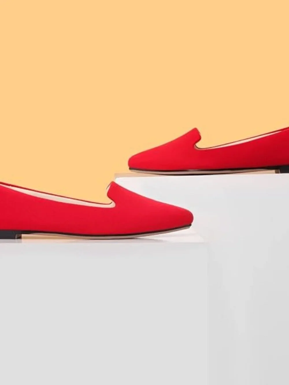 Women's Red Suede Comfortable Pointed Toe Memory Foam Casual Slip On Flat Shoes